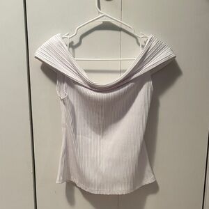 Madewell Off-Shoulder Ribbed Blouse in Soft White